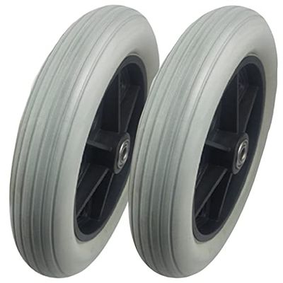 Wheelchair Replacement Front Wheels, PU Solid Tires, 8 mm Bearing (6 in/15 cm)
