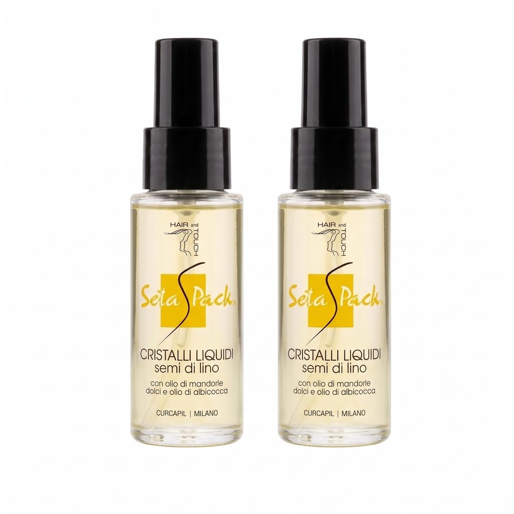 SETA PACK Hair Oil, Flaxseed Oil, Liquid Crystals for Hair, Restorative with Omega-3, Almond and Apricot Oil for Damaged, Dry and Frizzy Hair (2-Pack)