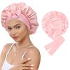 Satin Bonnet, Silk Sleep Cap, Hair Bonnet for Sleeping, Double-Layer Silk Bonnet for Long Hair with Adjustable Tie, Nighttime Hair Protection Cap (#16) view 1