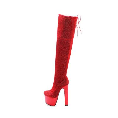 Women's 17 cm Fashion Boots, Over-the-Knee Nightclub and Pole Dance Boots, Plus-Size