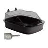 Cat Litter Box with High Rim and Splash Guard, Black view 1