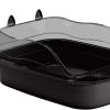 Cat Litter Box with High Rim and Splash Guard, Black view 2