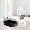 Cat Litter Box with High Rim and Splash Guard, Black view 4