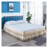 Delicate Double-Layer 3D-Embroidered Floral Lace Ruffle Bed Skirt with Strong Elastic Band, Lake Blue, Twin 100 × 200 × 38 cm view 4