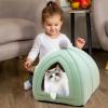 PETCUTE Cat Cave Bed for Large Cats, Foldable Indoor Cat House with Removable Mat view 2