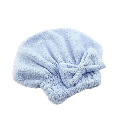 Microfiber Hair Towel with Bow, Blue