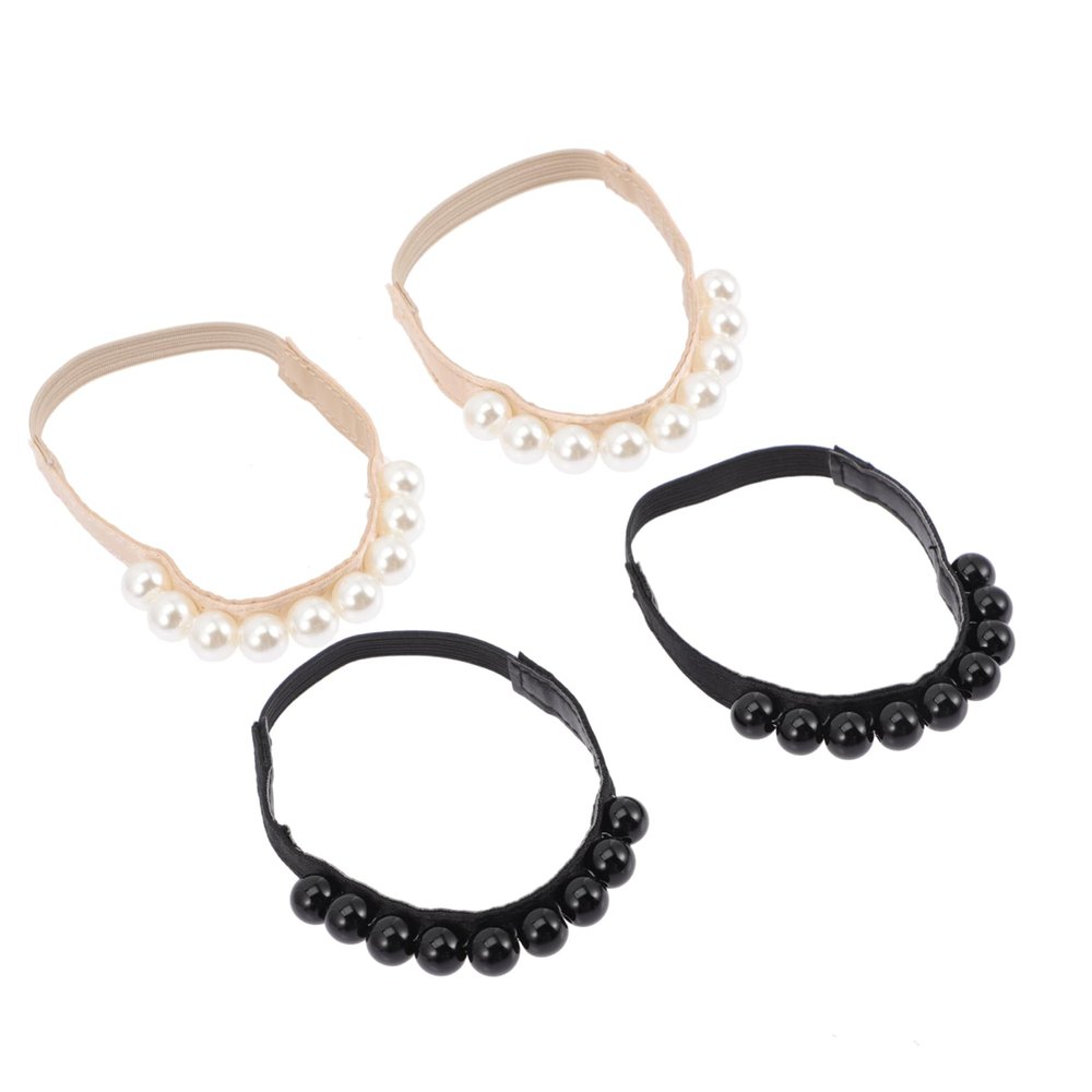 COLLBATH 2 Pairs Women's Elastic Pearl Ankle Straps for High Heels, Anti-Slip, Removable