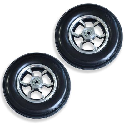 Wheelchair Front Wheels, 1 Pair, 8 x 2 in (200 x 50 mm), Solid Rubber Tires
