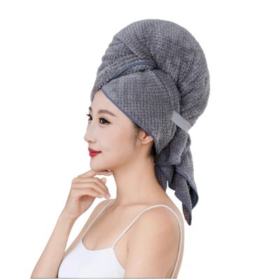 HSTWODE 2-Pack Microfiber Hair Towels, 100 x 60 cm, Gray