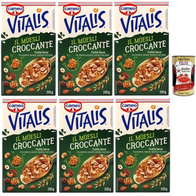 Italian Gourmet Vitalis Crunchy Muesli with Dried Fruit and Nuts, 6 x 310 g