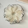 5-Piece Pleated Fabric Scrunchie Set, Elastic Hair Ties with Large Ruffles, Cream White view 2