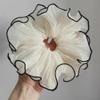 5-Piece Pleated Fabric Scrunchie Set, Elastic Hair Ties with Large Ruffles, Cream White view 4