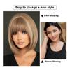 fengqingyunyan0304 Bob Wig, Light Brown, Straight, for Women, Fashionable, Blonde, High Density, Full Bangs (Off-White) view 2