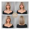 fengqingyunyan0304 Bob Wig, Light Brown, Straight, for Women, Fashionable, Blonde, High Density, Full Bangs (Off-White) view 3