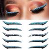 5 Pairs of Blue Glitter Eyeliner Stickers with Rhinestones view 1
