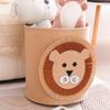 Pawleso Kids Storage Basket, 42 L Foldable Felt Toy Organizer, 35 x 35 cm, Brown Lion view 1