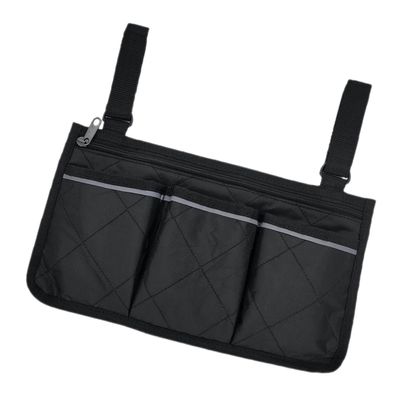 Black Wheelchair Armrest Side Bag with Reflective Strips