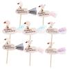 Cabilock 8-Piece Flamingo Cake Decoration Set for Birthday Parties, Cartoon Cake Toppers and Dessert Picks, Black view 1
