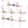 Cabilock 8-Piece Flamingo Cake Decoration Set for Birthday Parties, Cartoon Cake Toppers and Dessert Picks, Black view 2