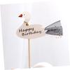 Cabilock 8-Piece Flamingo Cake Decoration Set for Birthday Parties, Cartoon Cake Toppers and Dessert Picks, Black view 4