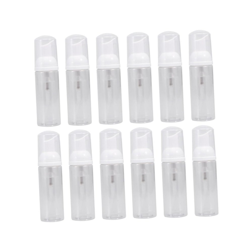 HONMEET 12-Piece Transparent Refillable Pump Bottles for Liquid Soap, Shampoo, and Lotion with Lids