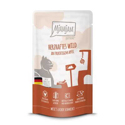 MjAMjAM - Premium Wet Cat Food - Game with Fruity Apple, 1 Pack (1x125g), Grain-Free