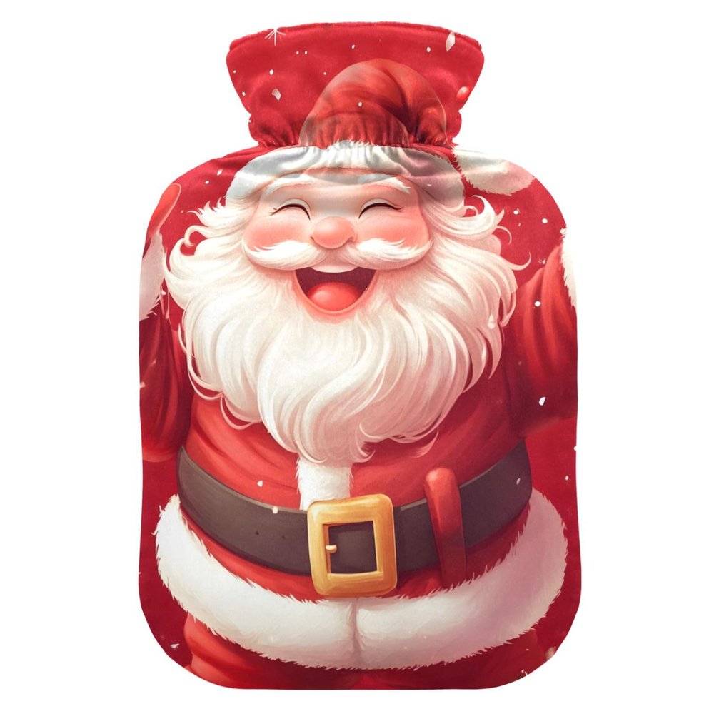 Jolly Christmas Santa Hot Water Bottle, Heating Pad, Heat Pack for Neck, Shoulders and Menstrual Cramps, 2 L