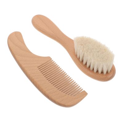 Hoement Wooden Baby Scalp Brush with Comb