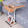 Height-Adjustable Rolling Laptop Desk with Casters, for Home, Office, Sofa, and Bed, Wood, Side Table, Mobile Standing Desk (Color: A) view 2