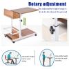 Height-Adjustable Rolling Laptop Desk with Casters, for Home, Office, Sofa, and Bed, Wood, Side Table, Mobile Standing Desk (Color: A) view 4