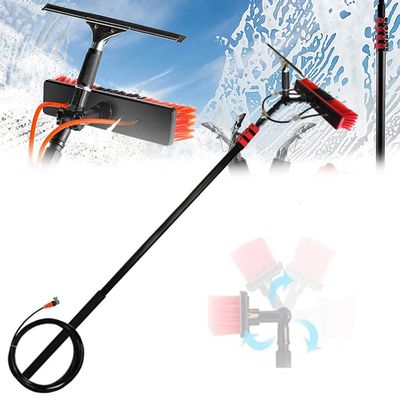 Extendable Solar Panel Cleaning Brush Set with Adjustable Water-Fed Pole and Squeegee, 6 m
