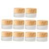 BELLIFFY White Glass Cosmetic Jars, 10-Pack, with Wood-Grain Lids view 1