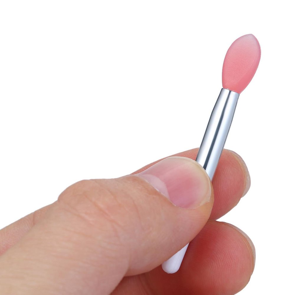 Disposable Silicone Lip Applicators, Pink, 10 Brushes with 2 Retaining Covers