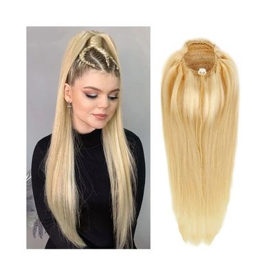 Ponytail Hair Extension, Long Straight, 25/45/50.8 cm, Human Hair, #613 Blonde, Drawstring Clip-In