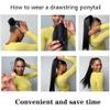 Ponytail Hair Extension, Long Straight, 25/45/50.8 cm, Human Hair, #613 Blonde, Drawstring Clip-In view 4