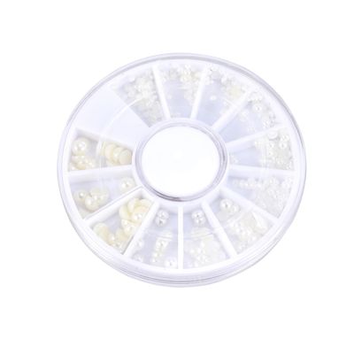 Healeved 200-Piece Beige Mixed Pearl Nail Stickers