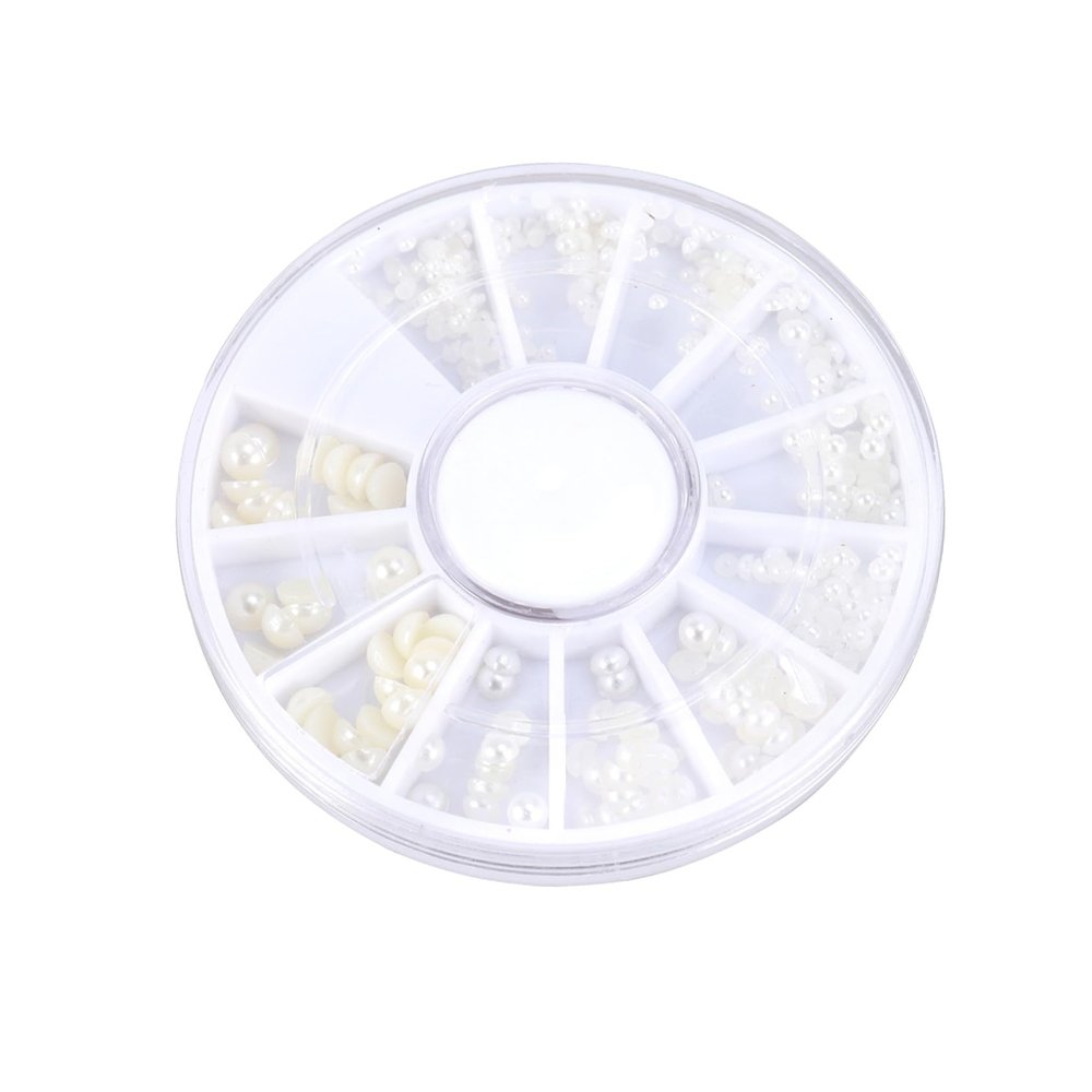 Healeved 200-Piece Beige Mixed Pearl Nail Stickers