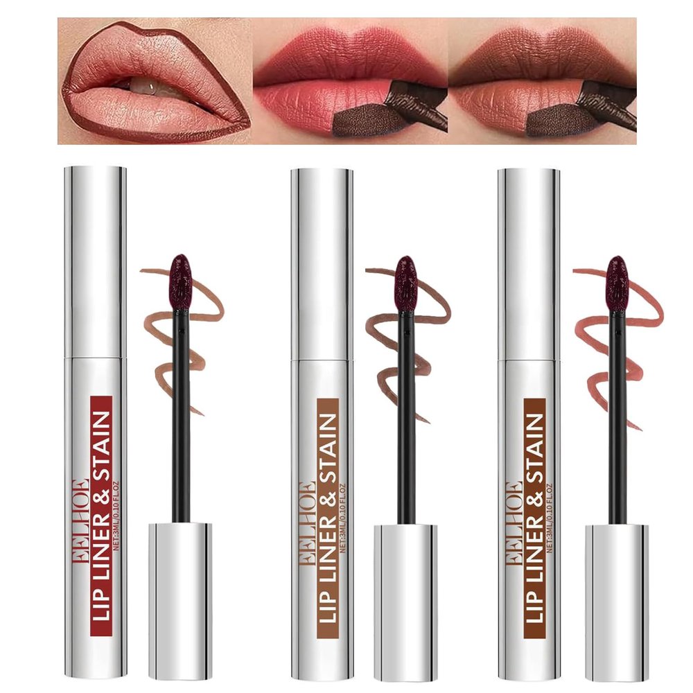 Pakivs 3-Piece Peel-Off Lip Liner Stain, Long-Lasting Waterproof Matte Lip Tattoo
