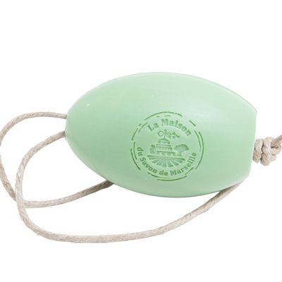 Savon de Marseille French Soap on a Rope, Organic Argan Oil, Verbena Scent, 270 g Bar