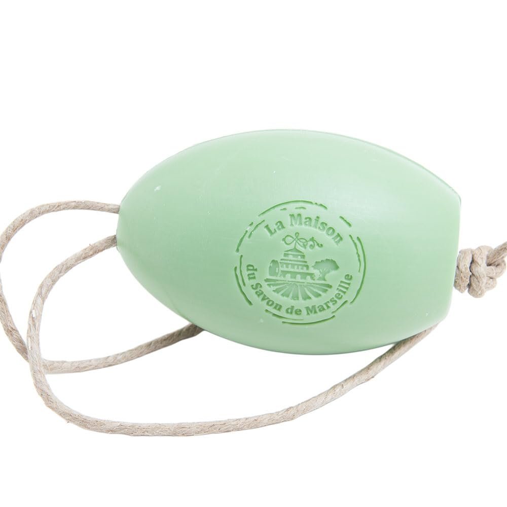Savon de Marseille French Soap on a Rope, Organic Argan Oil, Verbena Scent, 270 g Bar