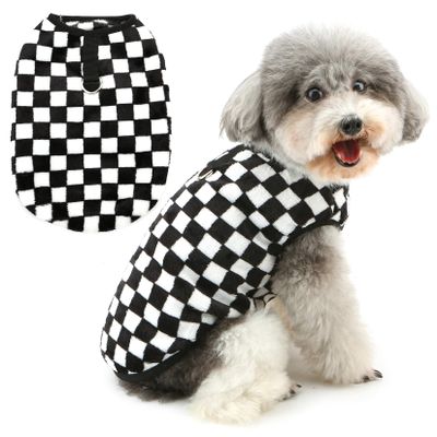 Zunea Plaid Fleece Dog Sweater for Small Dogs and Cats