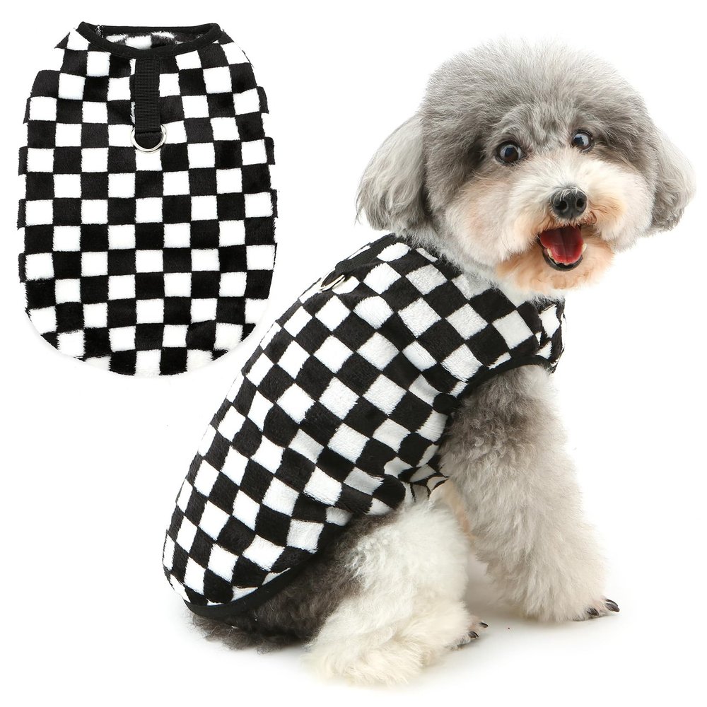 Zunea Plaid Fleece Dog Sweater for Small Dogs and Cats