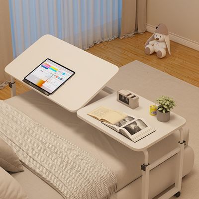 Adjustable Bed Table with Wheels and Tilting Tabletop