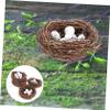 BESPORTBLE 4-Piece Rattan Bird Nest and 20-Egg Set, Easter Decor view 3