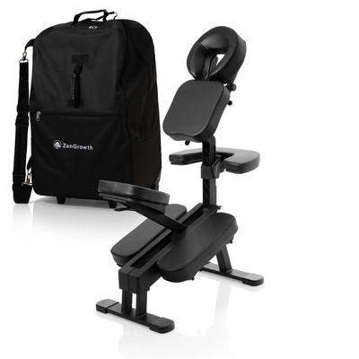 ZenGrowth Legian Folding Massage Chair, Aluminum, 14.5 kg, with Transport Cover, Shiatsu, Ergonomic, Portable, Black