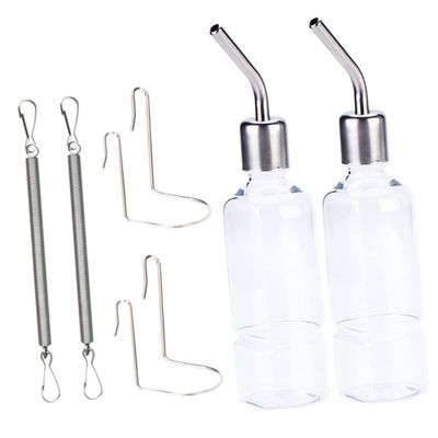 Happyyami Hanging Rabbit Water Bottles, 2-Pack, for Rabbits and Guinea Pigs, Leak-Resistant Plastic and Stainless Steel, Easy to Use