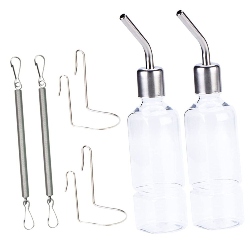 Happyyami Hanging Rabbit Water Bottles, 2-Pack, for Rabbits and Guinea Pigs, Leak-Resistant Plastic and Stainless Steel, Easy to Use