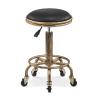 SBCGFY Retro Industrial Rolling Stool, 360° Swivel, 5 Wheels, Height-Adjustable, PU Leather Seat view 1