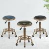 SBCGFY Retro Industrial Rolling Stool, 360° Swivel, 5 Wheels, Height-Adjustable, PU Leather Seat view 3