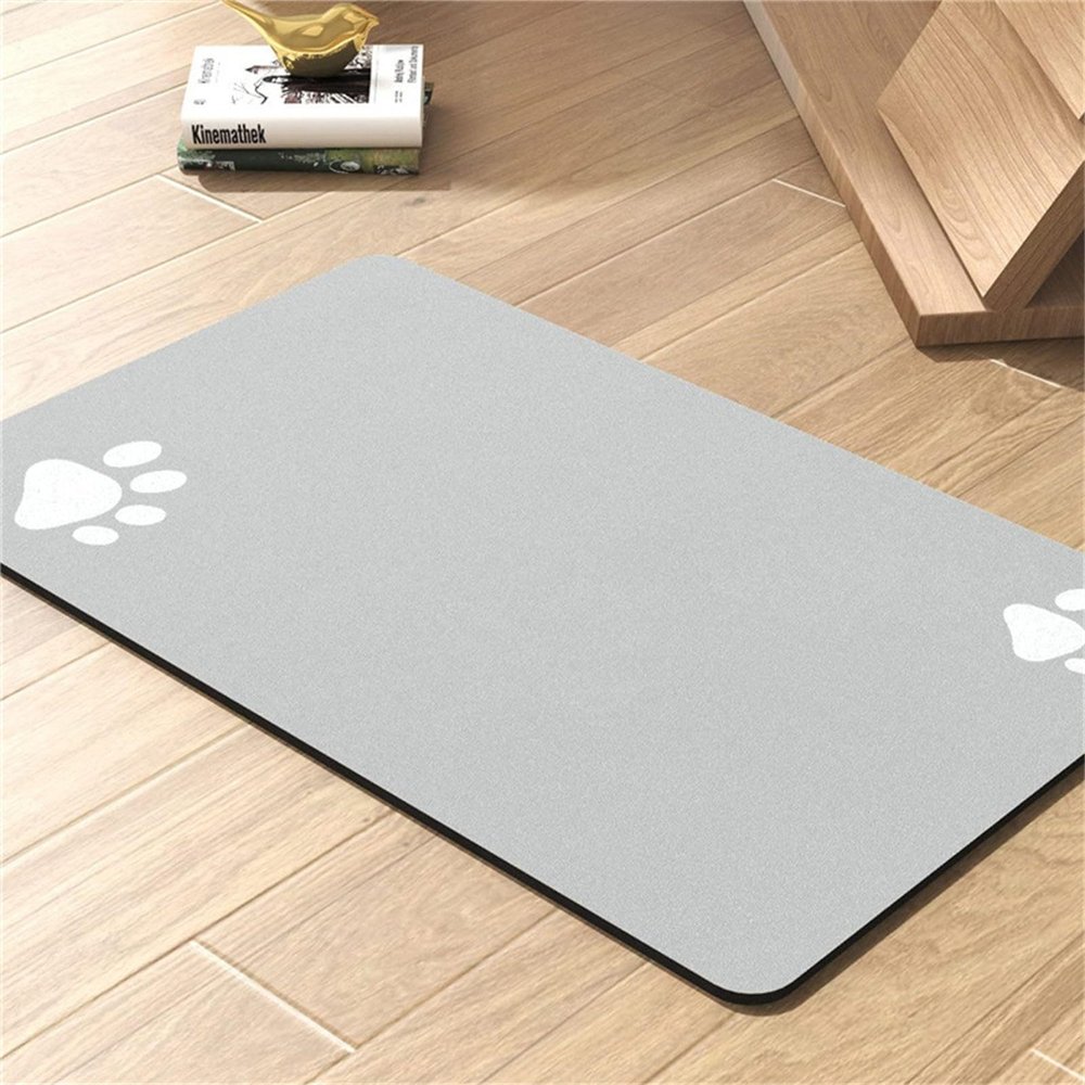 Hearda Non-Slip Dog Food Mat, Absorbent, Quick-Drying, Light Gray, 40 x 120 cm